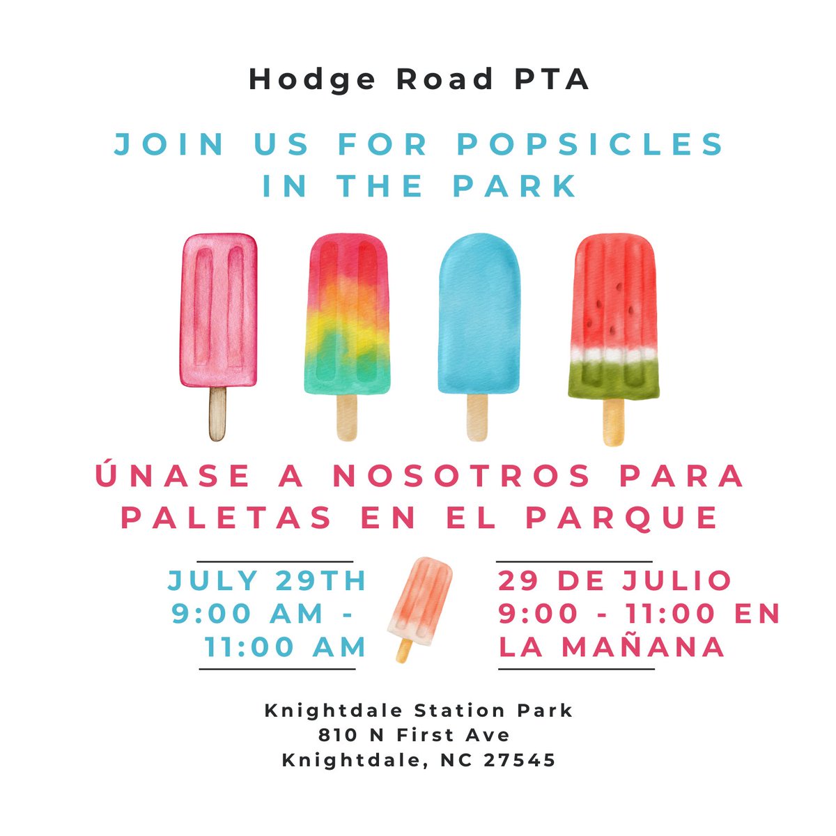 Our PTA event for tomorrow has been rescheduled!  Join us on Saturday, July 29th, 9am-11am.  See you then!  #dualschool #HodgeRoadMagnet