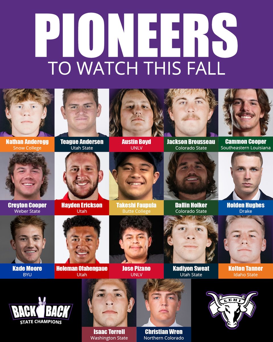 LehiFootball's tweet photo. Watch out for these former Lehi Pioneer greats playing college football this fall! 
@LehiFootball @LehiHighSchool @LehiAthletics @AndereggNate @TALehi54 @Austin78boyd @jacksonb2023 @creyton_cooper @CammonC @hayden7232 @TFaupula @D_HOLKER @holdennhughes https://t.co/hctOKjDsP2