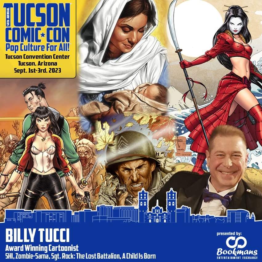 ComicTucsoncon's tweet photo. 2023  TCC Comic Book Guest Spotlight 📚🗯️💥

Billy Tucci - Prepare to be captivated by the incredible artistic talent of Billy Tucci, a renowned comic book artist and writer famous for creating the iconic character Shi.

See ALL our 2023 Guests!!! https://t.co/UGYHq9Rycc https://t.co/Sqp2xHtNXm