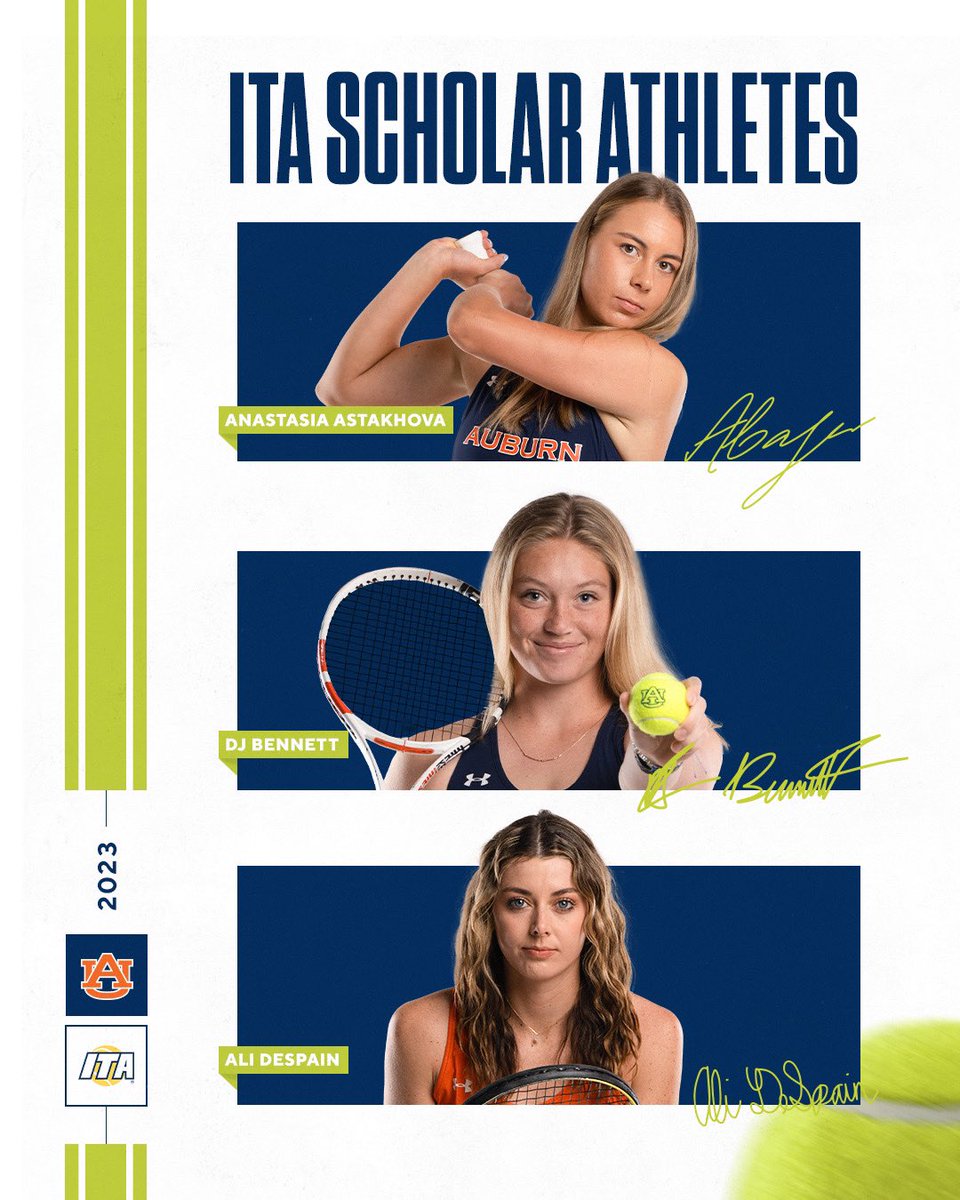 Scholars 🎓✏️ Auburn gets three honorees on this year’s @ITA_Tennis All-Academic Team! 📰: auburntige.rs/3rzpXgb