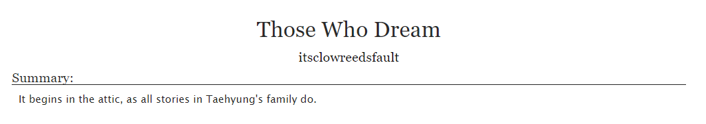 Those Who Dream

↬ bts // gen //  2.3k  
↬ alternate universe, magic, grief/mourning
↬ my full piece for <a href="/TaehyungZine/">Vante: Taehyung Zine 🎨 Digital Orders Open!</a> 💜

🌟 archiveofourown.org/works/48583204