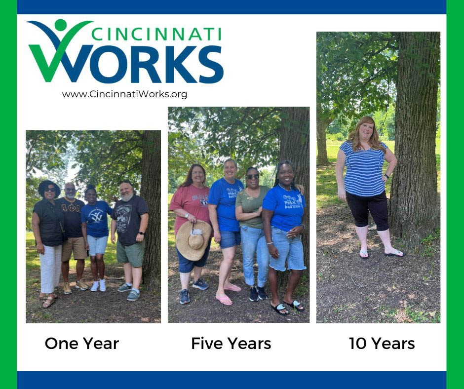 Cincinnati Works is made up of more than 40 individuals with the same goal--eliminating #poverty through #employment! Today at our staff picnic we celebrated our employees marking their first, fifth, and 10th anniversaries.