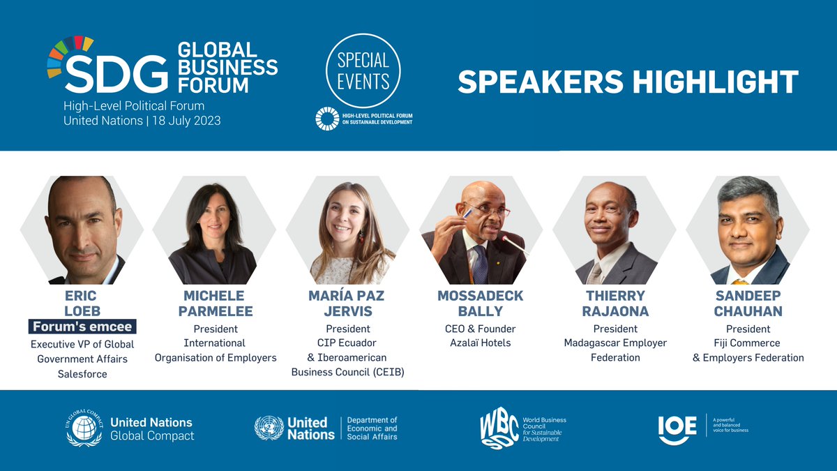 🔻Next week, join us at the #SDGBizForum! #Employers and business leaders from across the globe will take part in panels to discuss how the #PrivateSector can help move the needle on the #2030Agenda. 🗓️ 18 July 📺 On UN.tv More info ➡️ bit.ly/3oQzj6g