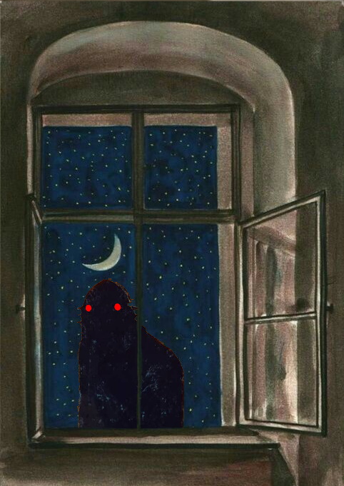 There's even a picture they can find of something creeping.  They find it in the room with a window exactly like that.... 195/365 #handout23