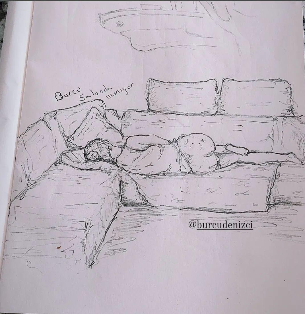 On a vacation with my babe, sketching her while she is taking a sweet summer nap. 

#sketchbook #art #drawing #illustration