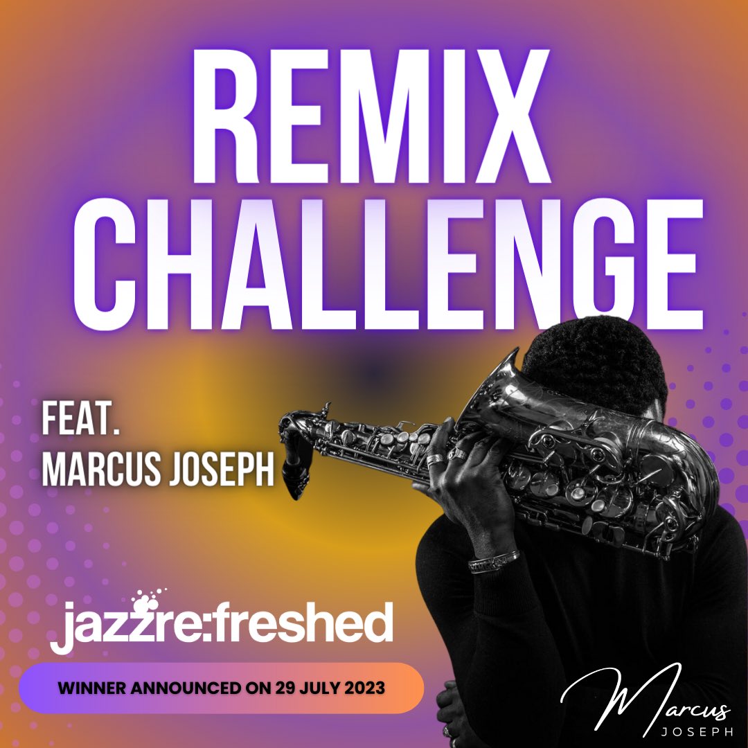 MarcusJosephSax's tweet photo. Marcus Joseph &amp; Jazz Re:Freshed are setting a producer remix challenge 

Download the stems from the link in the bio, use them to create a remix in any genre you want (hiphop / garage / house / RnB / Jazz / Grime) etc. 

Post your track by July 22nd

Best remix wins £500 https://t.co/omymeKnotp