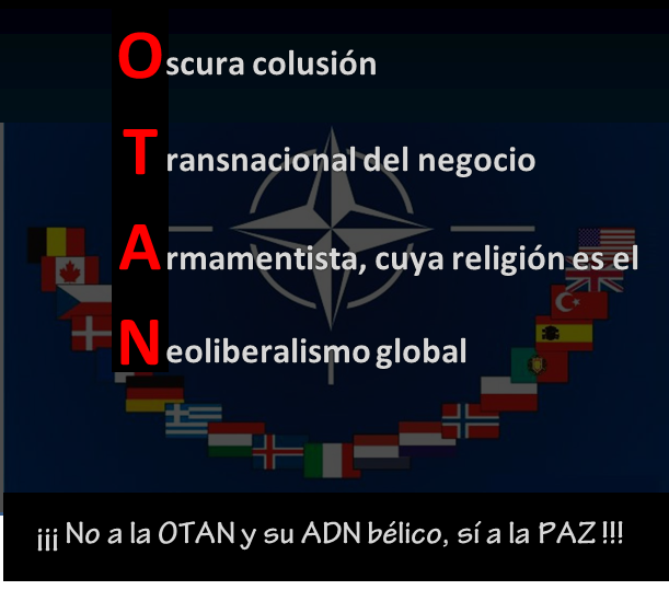 marcasduv's tweet photo. ¡¡¡ No a la OTAN y su ADN bélico, sí a la PAZ !!!

#OTAN
#paz
#NoALaGuerra
#NoAlaGuerraEnUcrania
#NoViolance https://t.co/0ZzKriv4QL