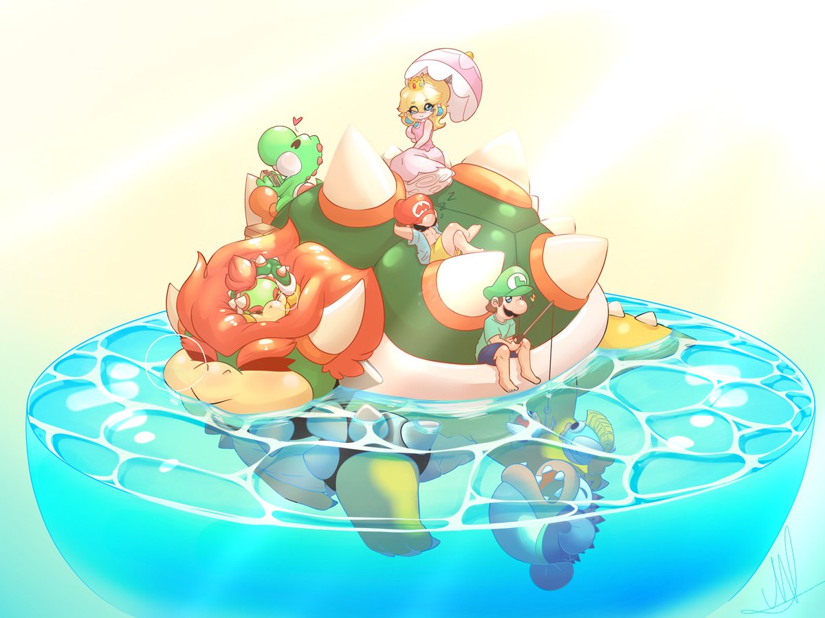 Out for a swim? #SuperMarioBros #Bowser #Mario #Peach #yoshi #summer