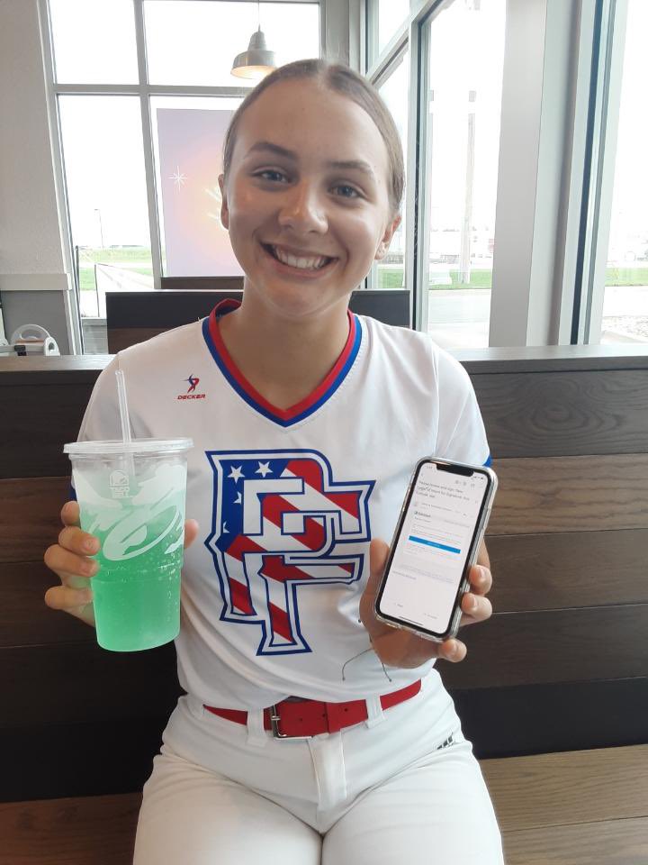 avakrahulik's tweet photo. Signed my letter of intent today in between games to play softball at SCC next year &amp; of course had to do it at Taco Bell. @SewardSoftball @GirlsProdigy #gostorm https://t.co/lfy5Z59WOF