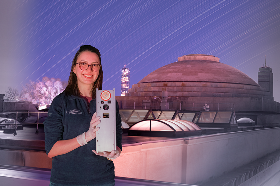 Our PI did her PhD at <a href="/MIT/">Massachusetts Institute of Technology (MIT)</a> and she was mentioned at MIT News this week! She was one of the people that Evan Kramer took "Astro Portraits" of! In the picture, she is holding a replica of BeaverCube, an <a href="/mit_starlab/">MIT STAR Lab</a> CubeSat she worked on. #Astrophotography 

news.mit.edu/2023/astro-por…