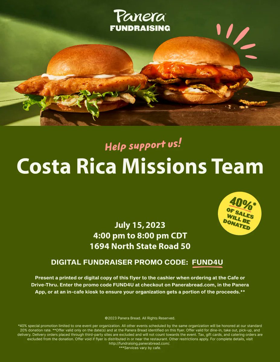 GCA_K3's tweet photo. Join us TOMORROW from 4 to 8 as we support the Grace missions team for a fundraiser. Please share to your timeline and invite your friends and family. Order inside or drive through - just show this flyer. For online orders, enter the code on the flyer. See you there! https://t.co/I3yJtCSXbu