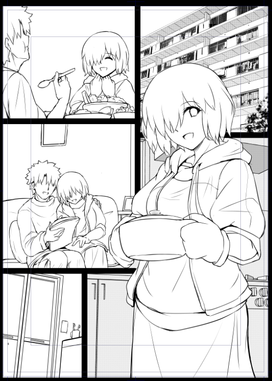 ぐだマシュ恋人同棲日常導入パートしこしこ作画なう。 