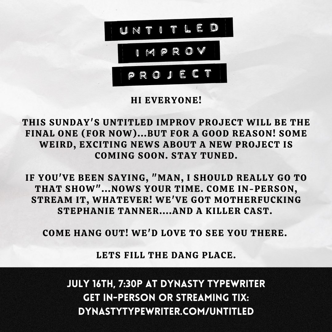 patrickcotnoir.bsky.social (@patrickcotnoir) on Twitter photo This Sunday is the last <a href="/UntitledImprov/">Untitled Improv Project</a> for now! If you’ve been meaning to come…this would be a good one! Come help fill the place! This Sunday is the last <a href="/UntitledImprov/">Untitled Improv Project</a> for now! If you’ve been meaning to come…this would be a good one! Come help fill the place!