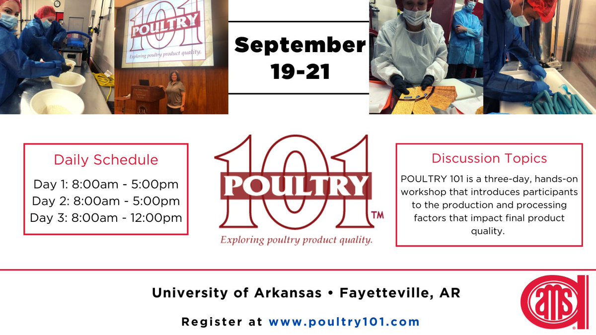 📣 Calling all poultry enthusiasts! 🐔 Join us at the American Meat Science Association's Poultry 101 event for an unforgettable educational experience.🗓️ September 19-21, 2023📍Fayetteville, AR meatscience.org/events-educati…