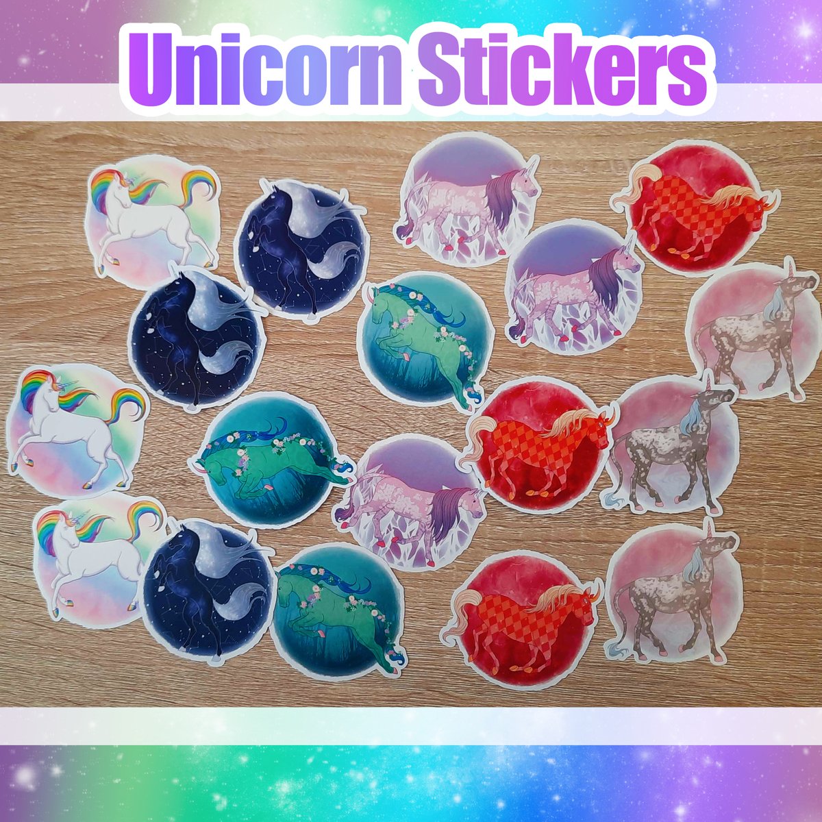IllustratorAj's tweet photo. My Junicorn designs are now stickers! They come in 3 different finishes, my favorite being, of course, the Pearl Paper! https://t.co/ssT5gFxDoO