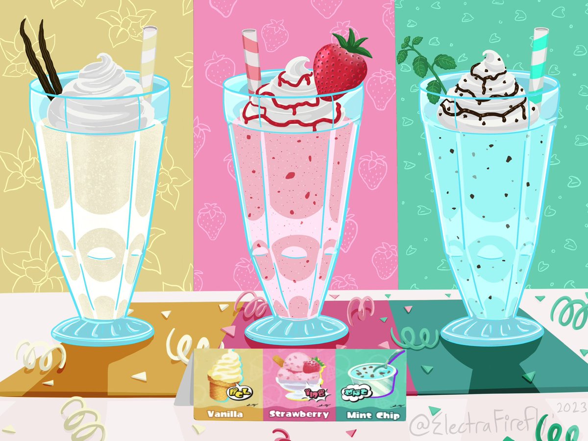 Splatfest Shakes Ice Cream edition🍦 

See comments for full flavor description 

#Splatoon3 #SplatCafe #スプラトゥーン3