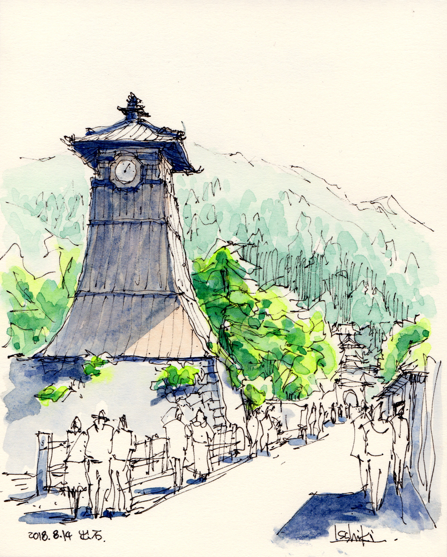 絵画色鉛筆風景画『札幌時計台』原画 北海道の絵】札幌・街の風景 札幌の水彩色鉛筆画家