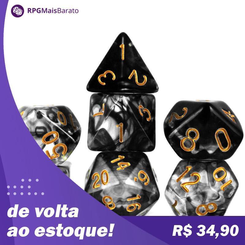 RPGMaisBarato's tweet photo. Conjunto 7 Dados Translúcidos - Preto e Transparente com Dourado

Conjunto com 7 dados para RPG contendo os seguintes dados:

1 D4;
1 D6;
1 D8;
1 D10;
1 D10%;
1 D12;
1 D20.
Material: plástico.
Dimensões: 15mm (aproximadamente).

R$ 34,90

Link na Bio. https://t.co/iFttKWCwhO