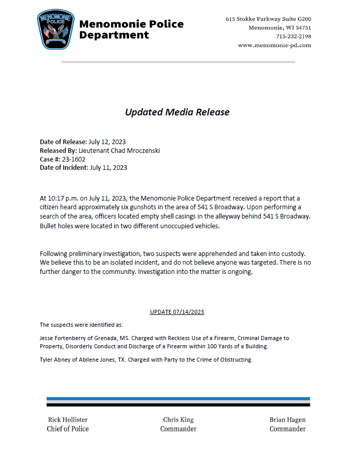 Menomonie PD tweet media