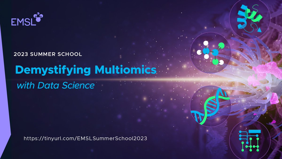 EMSLscience's tweet photo. Register now for the free, virtual @EMSLscience Summer School (July 24-28)!
This year's instruction focuses on data analysis tools for multiomics.
Registration link: https://t.co/cIyElxEjhJ 
@MicrobiomeData @JGI @SSURFacilities @doescience https://t.co/6Zam7G9VYc