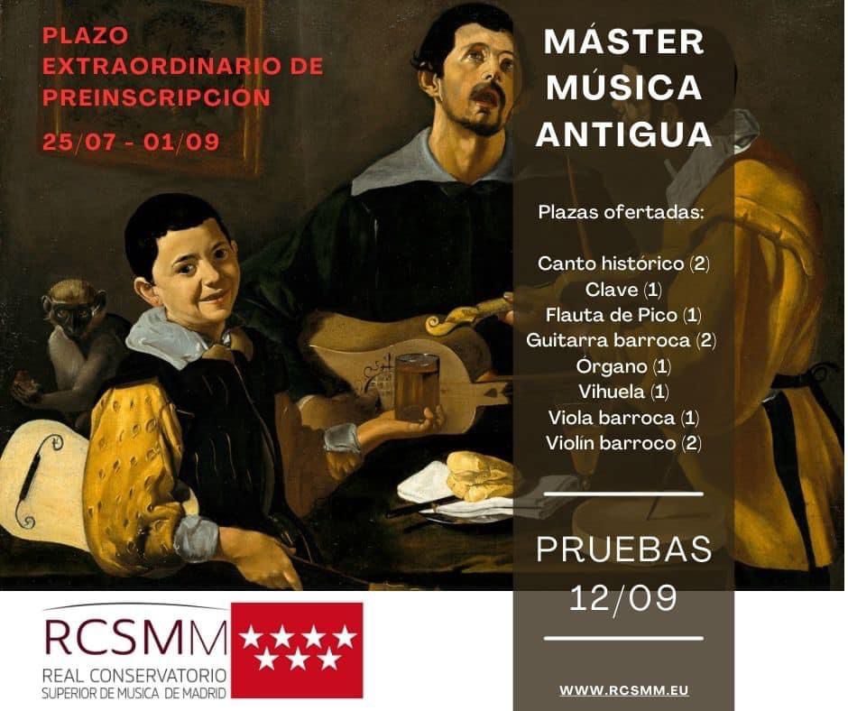 Todavía podéis estudiar órgano en el máster de Música antigua ibérica del RCSMM. Será una experiencia sobre la recuperación de la tradición interpretativa de la música ibérica antigua, que nos apasiona a todos. ¡Animaos!