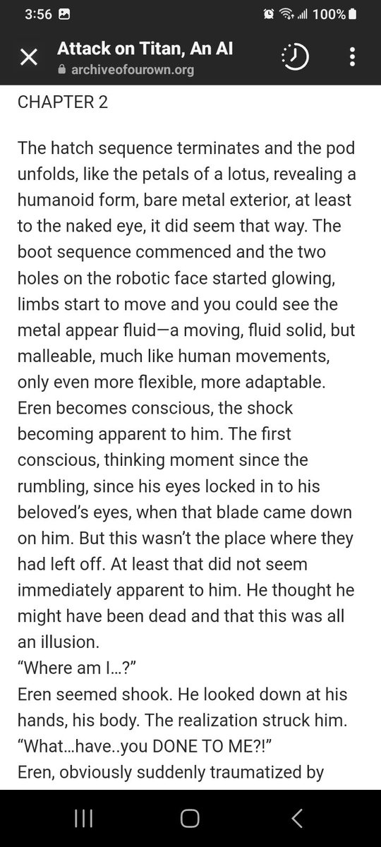 melancholyrosy's tweet photo. Eren stars in #aotair on #ao3 #chapter2 has been updated! Sorry it took a whole month, I have been busy talking to people in the media. It is free to read, so GO!!! Leave me kudos as well, it makes me feel nice lol #SciFiFri #dystopianfantasy #ai #amateurwriter #Writer #story https://t.co/uUy8rYJitW