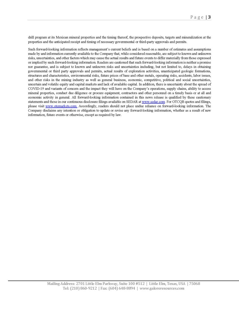 Galore Resources Inc tweet media