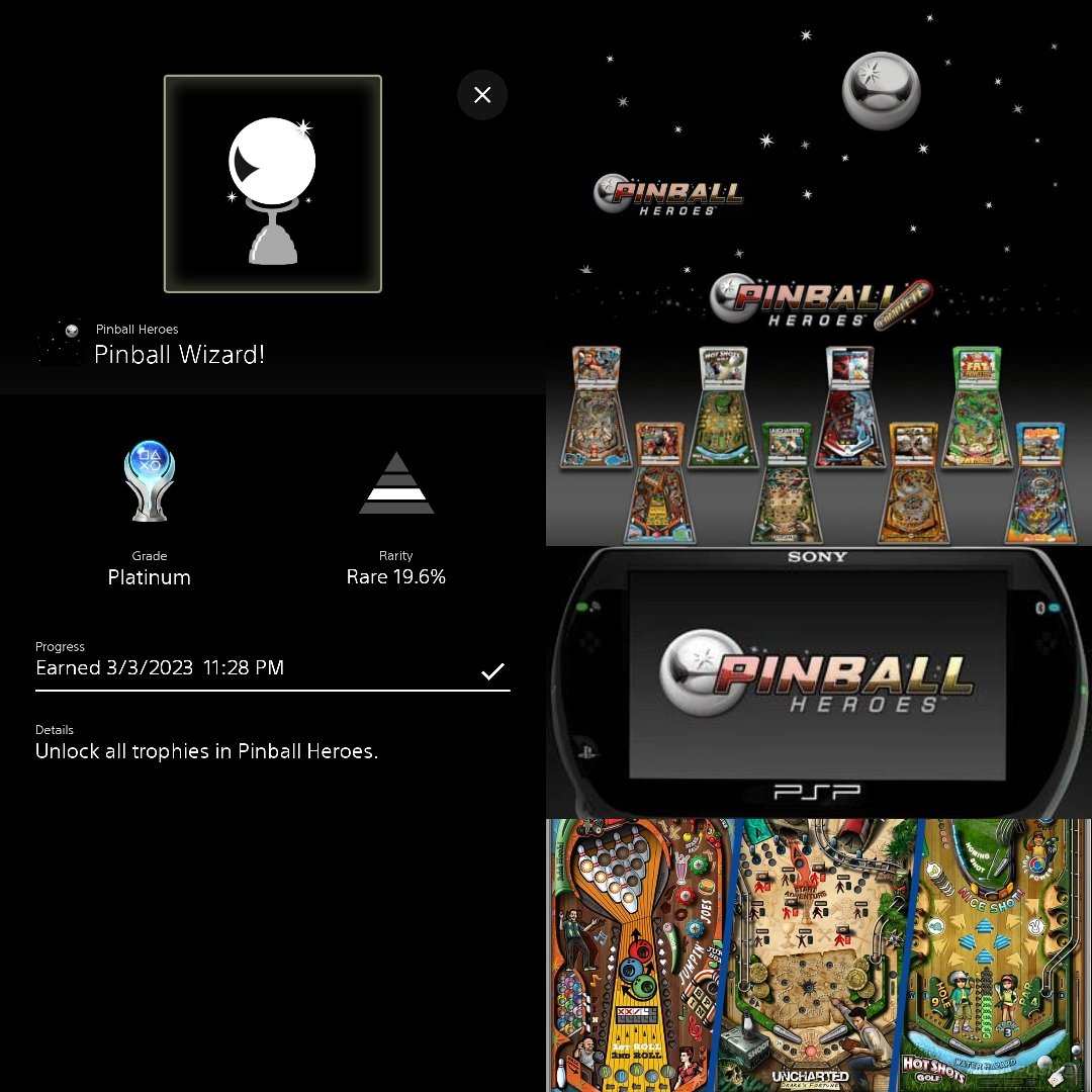 Platinum #170 And #171 Goes To Pinball Heroes! A Classic That Launched On The PSP Back In 2010 And Was Later Added To The Classics Section Of PS Premium With Trophy Support! 
#PinballHeroes #PlayStationTrophy #SanDiegoStudio #PS5Share #PlayStationStudios