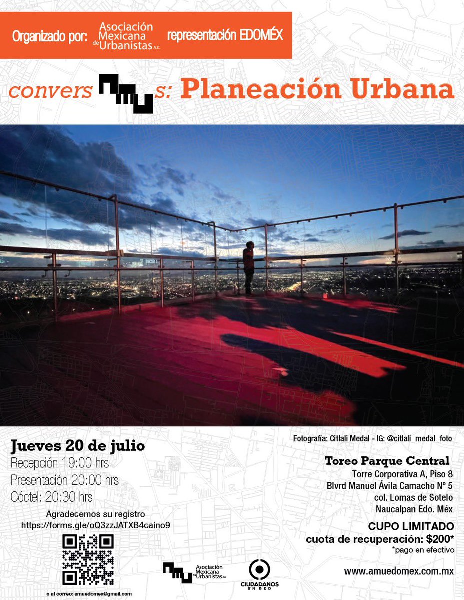nc_izabal's tweet photo. ¡Estimados, viene el próximo #ConversAMUs el jueves 20 de julio 7pm en el Toreo!
Con panel de lujo, que está haciendo #planeaciónurbana.
Acompáñanos a este cóctel #entradalibre.
Anticipa tu registro: https://t.co/2UvayxMOrU
Iniciemos la conversación @amumexico https://t.co/h1ViOCmFlA