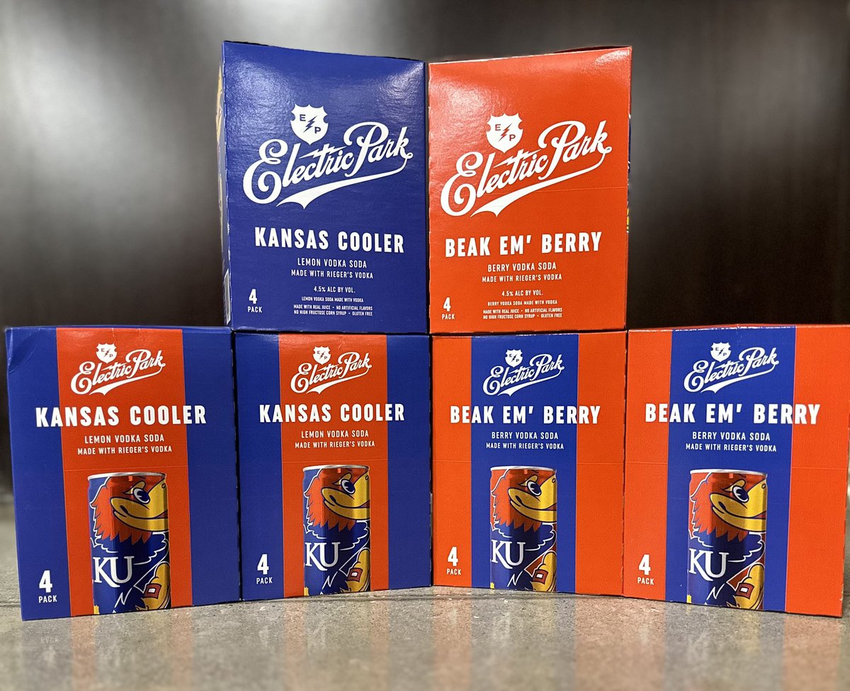 New @JRiegerCo Electric Park canned cocktails now available at the Gladstone and Parkville locations. Thank you for shopping locally owned businesses