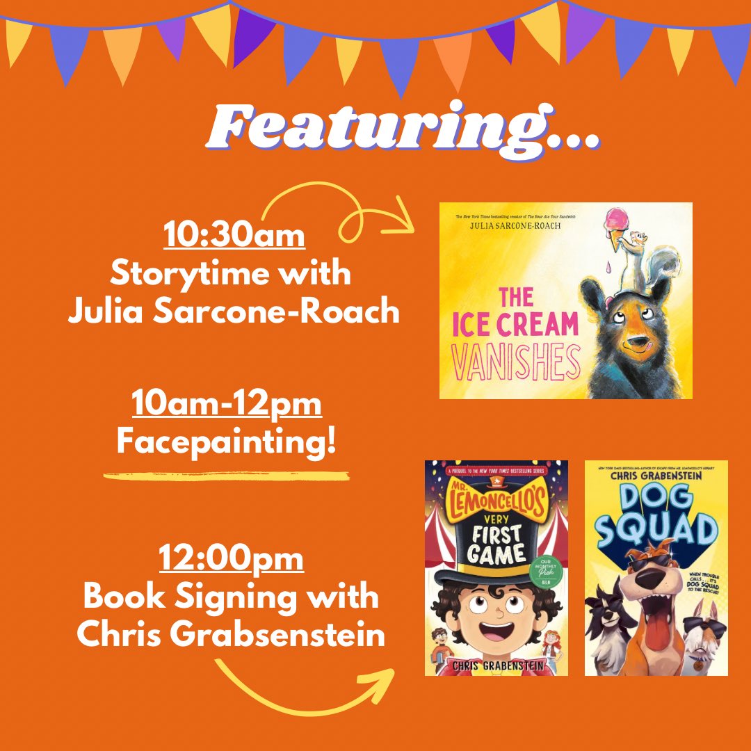 Join us for a very special Storytime and signing next Saturday (7/22)!! 📖🧡🧸 
.
.
.
.
#uppereastside #uppereastsidenyc #nyc #nyckids #uppereastsidemoms #barnesandnoble #chrisgrabenstein #mrlimoncello #juliasarconeroach #theicecreamvanishes #kidlit