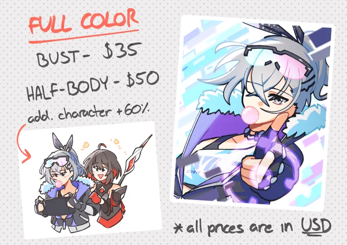 wiiwiiwoo commissions are open! only taking a couple slots at a time but uni is starting up soon and any help is appreciated :) dm if interested!

additional info in thread + ko-fi in bio 
