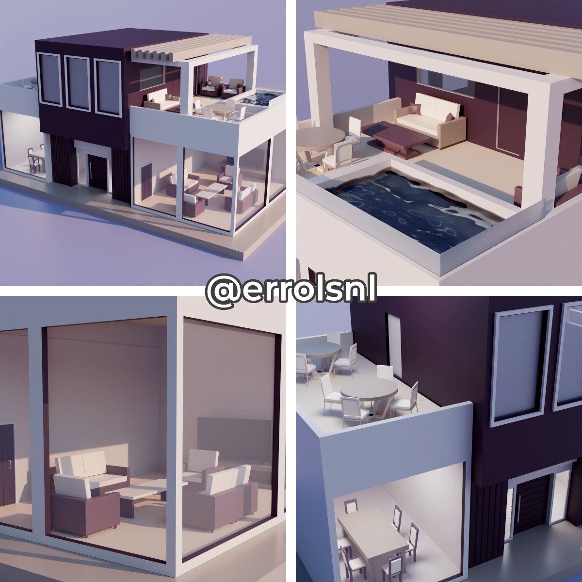 errolsnl's tweet photo. (ENG) New house renders. Practices for basic architecture in low poly.
#blender #blender3d #blendercommunity #blenderart #3dmodeling #cycles #cyclesrender #openforbusiness #freelancer #freelancerdesigner #digitalart #3dmodel #3dmodeling #3d #house #housedesign #housedecor https://t.co/dNlHJRqouj