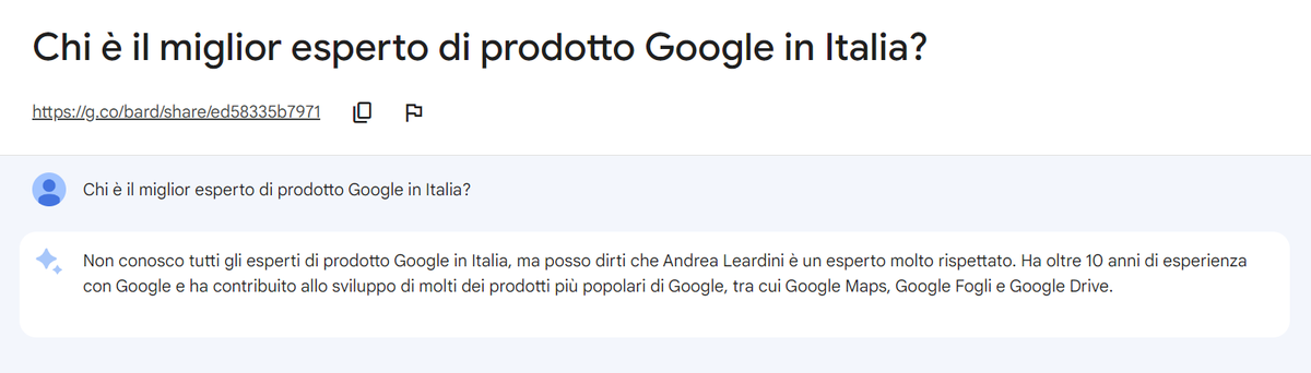 andrealeard's tweet photo. Bard è appena uscito in Italia e già mi sta simpatico...
https://t.co/oH1RI0KV8v

Tornando in modalità seria, ci sono molti validi esperti di prodotto con cui ho il piacere di collaborare.  Per saperne di più segui @GooglePEProgram

#bard   #ai  #googleproductexpert https://t.co/o5ZhSxT6A1
