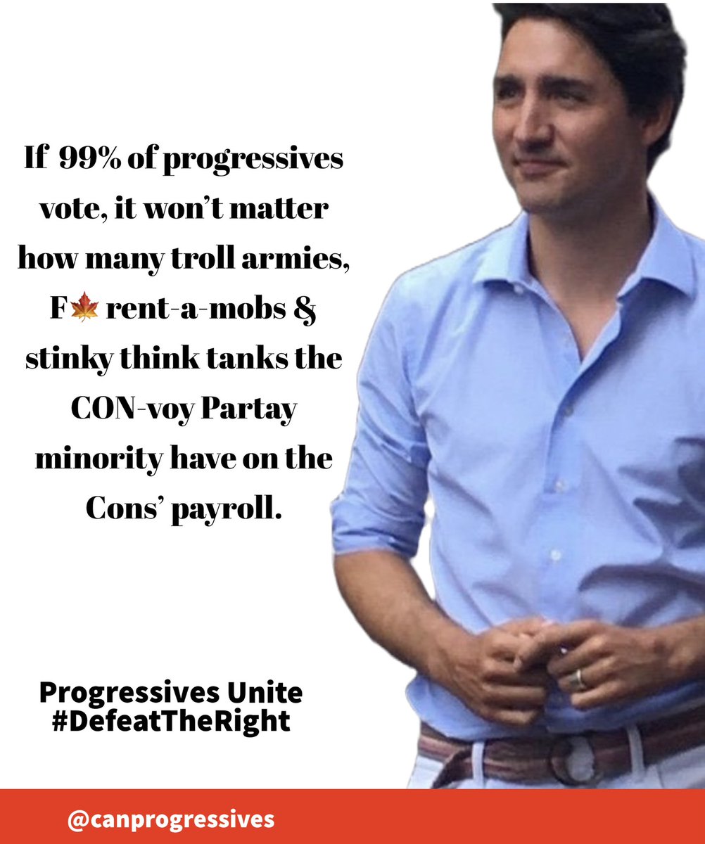 Liberals4Canada's tweet photo. If 99% of progressives vote, all PoiLIEvre’s rage farming and the CPC’s political dirty tricks will be moot.

Progressives For Canada Unite!#DefeatTheRight 🥊🥊@CanProgressives https://t.co/2LdxnGiDFp
