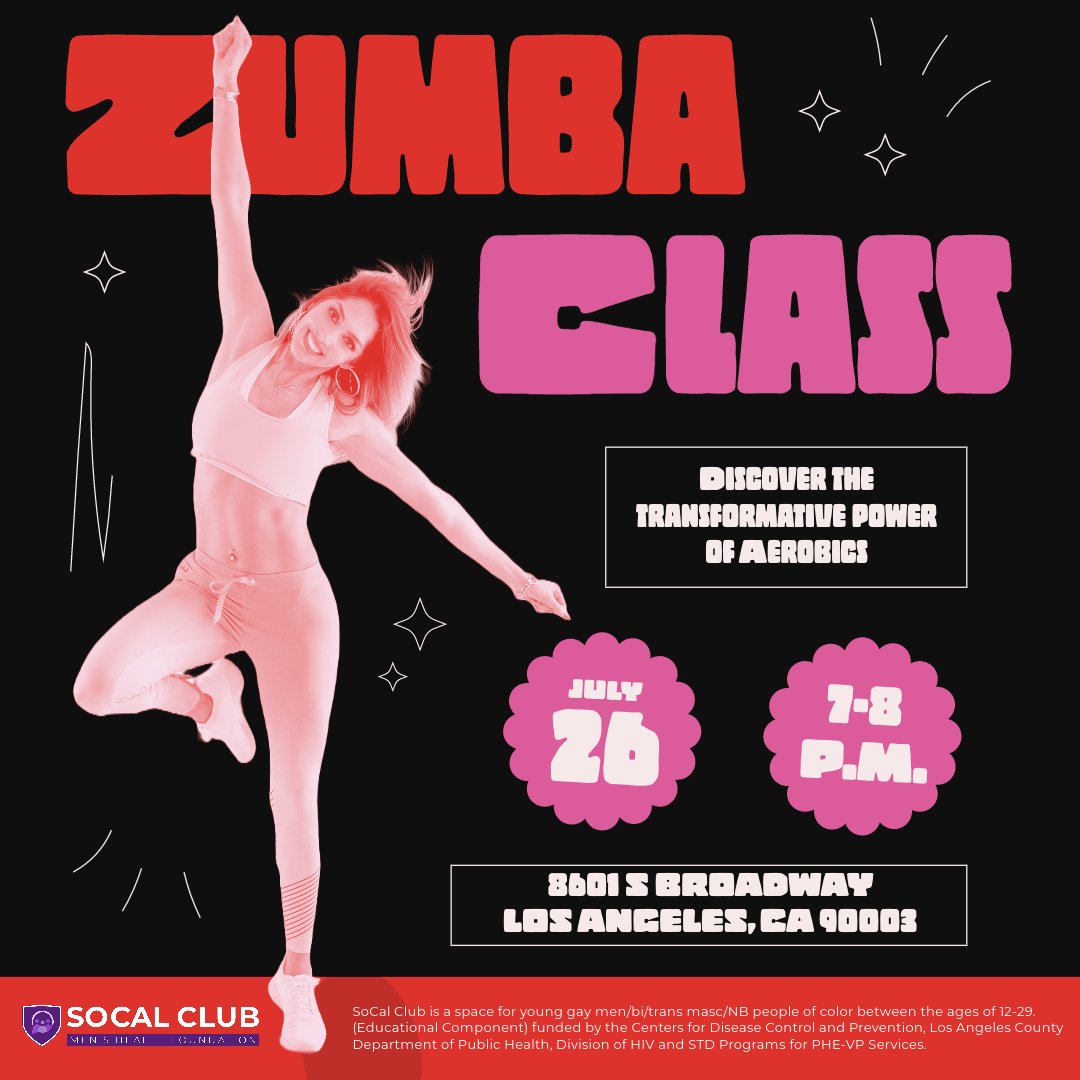 Join the ultimate dance party and get your body moving in our high-energy Zumba class! It's one of the easiest ways to burn calories and the class is totally free 💖

Message us to RSVP!

#zumbalove #zumbadance #FreeZumba #freezumbaclass #southla #socalclub #gaysouthla
