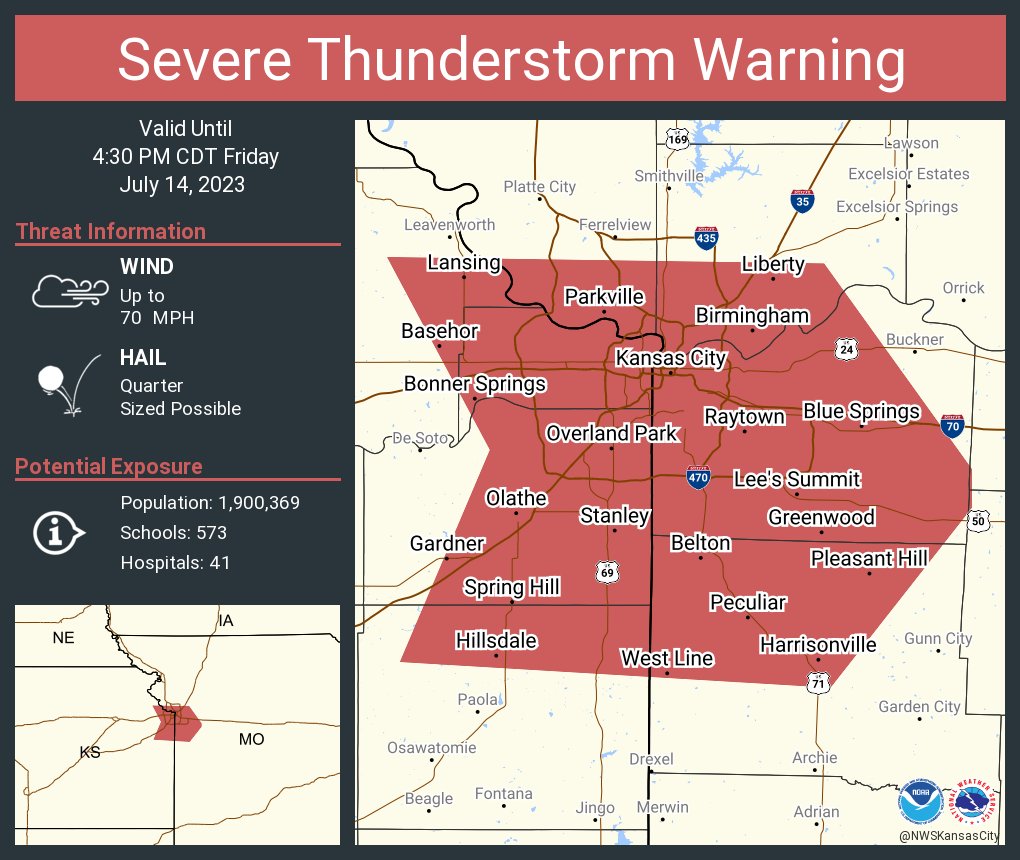 NWS Kansas City on Twitter "Severe Thunderstorm Warning including