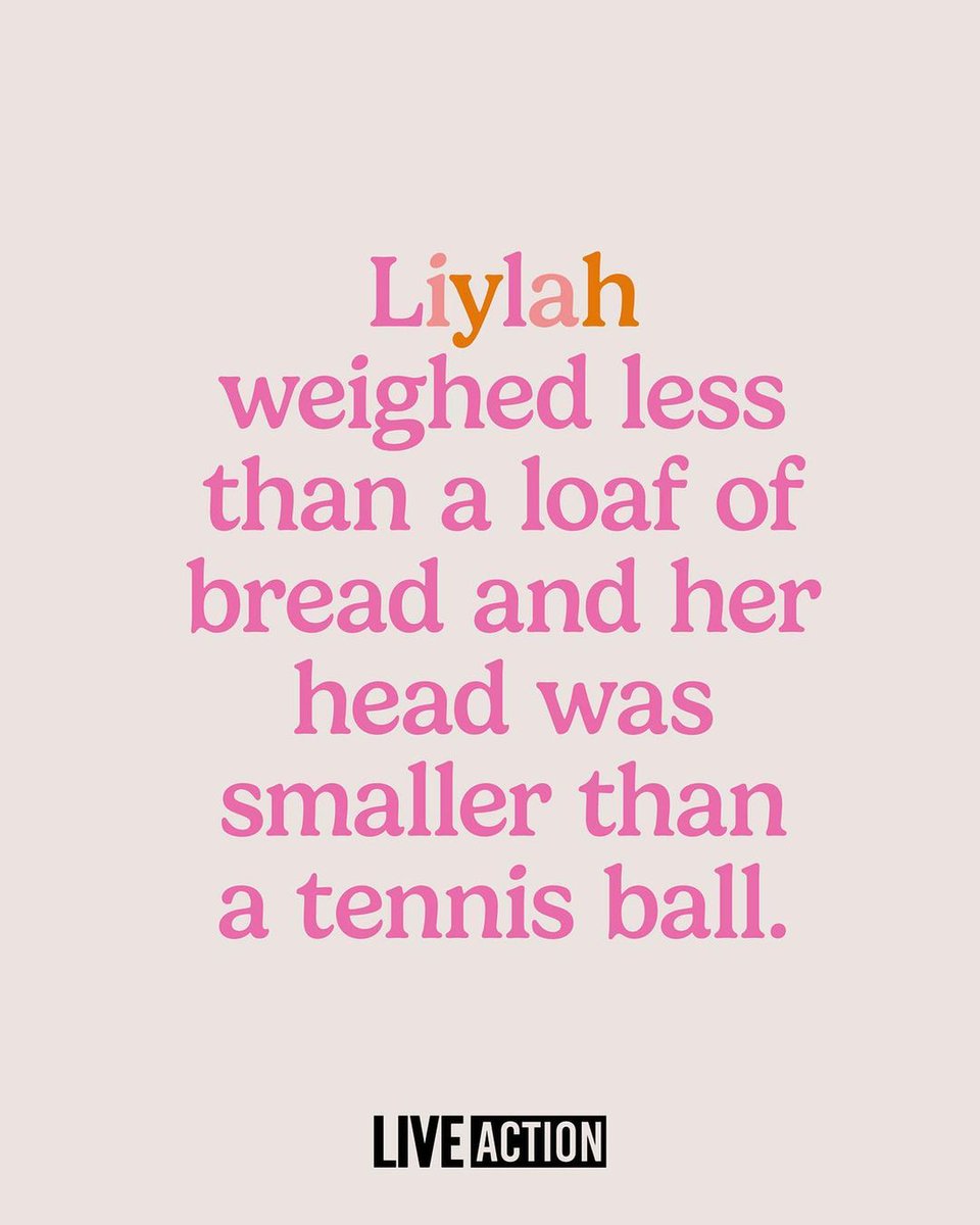LiveAction's tweet photo. Baby Liylah was born 16 weeks early, weighing less than a loaf of bread.

She had to spend months in the neonatal ward for specialist care. Her parents were not allowed to hold her during her first three weeks.

"21 days old, with three nurses there to safely transfer her for skin-to-skin contact, I was able to cuddle Liylah for the first time."

Liylah continued to progress in her growth and development. Her parents were able to bathe and bottle-feed her, and she started being able to breathe for herself. Five months after birth, she was able to go home.

Baby Liylah’s inspirational story is a testament to the improving outcomes for premature babies and a constant challenge to the current abortion time limit of 24 weeks in the UK.