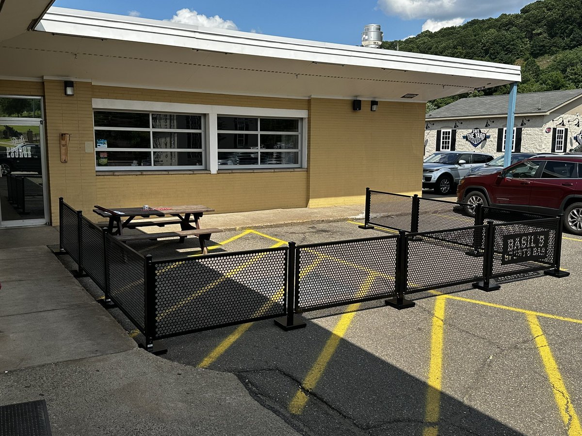 Working on the new patio area for some outdoor seating... just need to find some tables & chairs! #outdoorseating #weirton #basilssportsbar @SSPartitions