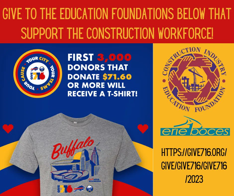 Only 1 Day 7 Hours and 20 minutes until Give716 begins! Stay tuned to our page throughout the event to know when donation matching times occur and donors (of just $25) can win some awesome gifts! 

buff.ly/44Cs7dy CIEF Pg Link
buff.ly/46RV9Yg  Erie1 BOCES Pg Link