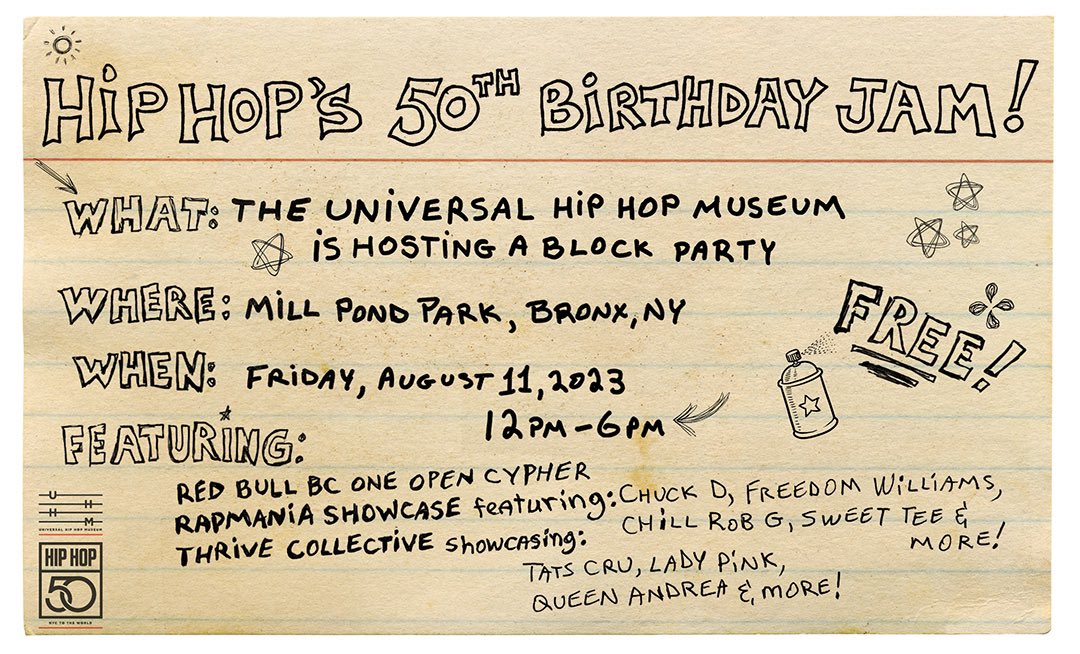 changecantwait (@changecantwait) on Twitter photo Don’t miss out on celebrating Hip Hop turning 50! August 11th @uhhmuseum will be hosting a #blockparty at Mill Pond Park in the Boogie Down Bronx - it’s Free… Join Us!!! <a href="/llcoolj/">LLCOOLJ</a> <a href="/redbullbcone/">Red Bull BC One</a> <a href="/SenSchumer/">Chuck Schumer</a> <a href="/bronxbp/">Bronx Borough President Vanessa L. Gibson</a> <a href="/RepBowman/">Congressman Jamaal Bowman</a> <a href="/rubendiazjr/">Ruben Diaz Jr.</a> <a href="/RockTheBells/">Rock The Bells</a> <a href="/NYCthrive/">Thrive Collective</a> Don’t miss out on celebrating Hip Hop turning 50! August 11th @uhhmuseum will be hosting a #blockparty at Mill Pond Park in the Boogie Down Bronx - it’s Free… Join Us!!! <a href="/llcoolj/">LLCOOLJ</a> <a href="/redbullbcone/">Red Bull BC One</a> <a href="/SenSchumer/">Chuck Schumer</a> <a href="/bronxbp/">Bronx Borough President Vanessa L. Gibson</a> <a href="/RepBowman/">Congressman Jamaal Bowman</a> <a href="/rubendiazjr/">Ruben Diaz Jr.</a> <a href="/RockTheBells/">Rock The Bells</a> <a href="/NYCthrive/">Thrive Collective</a>