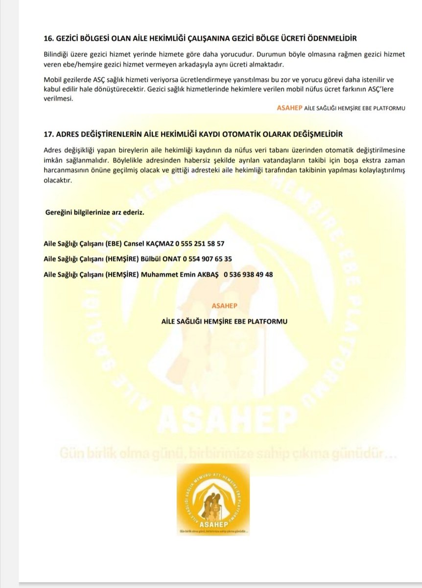 <a href="/DrYerebakan/">Dr. Halit Yerebakan</a> <a href="/saglikbakanligi/">T.C. Sağlık Bakanlığı</a> #AHbiriminde sadece 1 #AH 1 #ASÇ(Ebehemşire)calışıyor #AH'nin şartlarını düzenleyip #ASÇ'yi yok saymak (ki öyle 18 yıldır süren sorunlarımızın 1 tanesi bile konuşulmadı) bağışıklama oranını yükselten Anne bebek ölümlerini düşüren elma'nın diğer yarısı #ASÇ'leri cürütürsünüz...