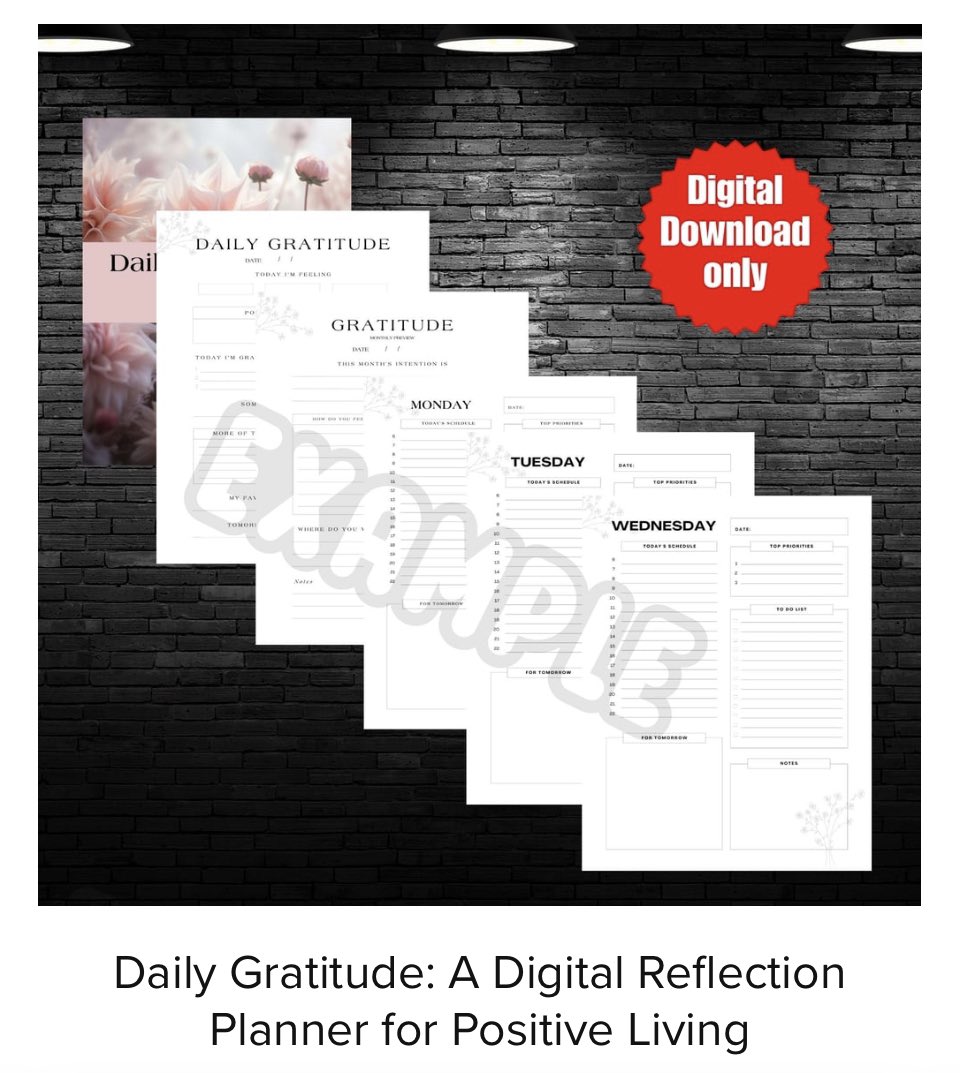 NormasRckCreat's tweet photo. The Gratitude Digital and Printable Daily Planner is designed to foster positivity and mindfulness in your daily life. https://t.co/58c6B2LWeL https://t.co/zBl0Fpact5