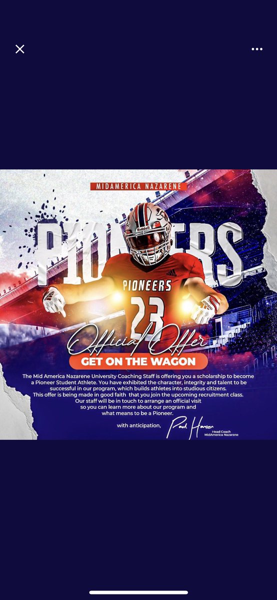 Excited to receive another offer from MidAmerica Nazarene University! <a href="/ITS_COACHTAE/">Imante Griffin</a> <a href="/VianneyFootball/">Vianney Football</a> <a href="/CoachStarkey20/">Christopher Starkey</a>