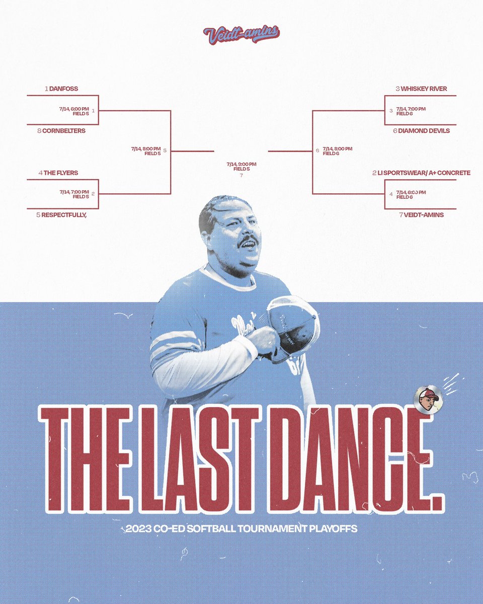 🚨PLAYOFFS🚨

One final push for the Veidt-amins tonight! 

It’s has been an absolute honor to represent the name and wear the jersey.

#OneLastRide
#VeditOn ✌️🥎