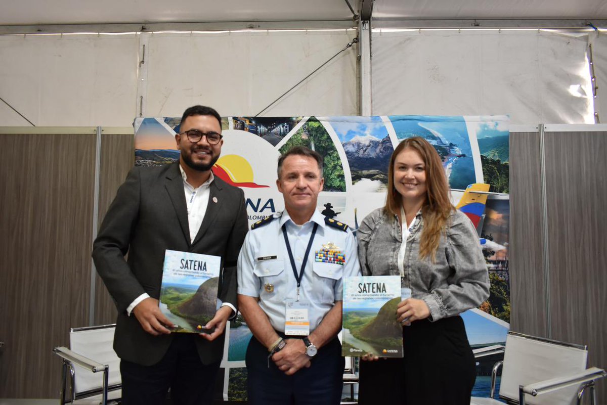 diegoromerov's tweet photo. Hoy en la  #FAIRColombia2023 moderé el panel de lanzamiento del libro, Satena: 61 años conectando el turismo en las regiones colombianas. Junto al Gral Oscar Zuluaga, Presidente de @AerolineaSatena y Vanesa Arteaga del @BureauMedellin hablamos de Turismo, Aviación y Desarrollo. https://t.co/pbASuCsBjd
