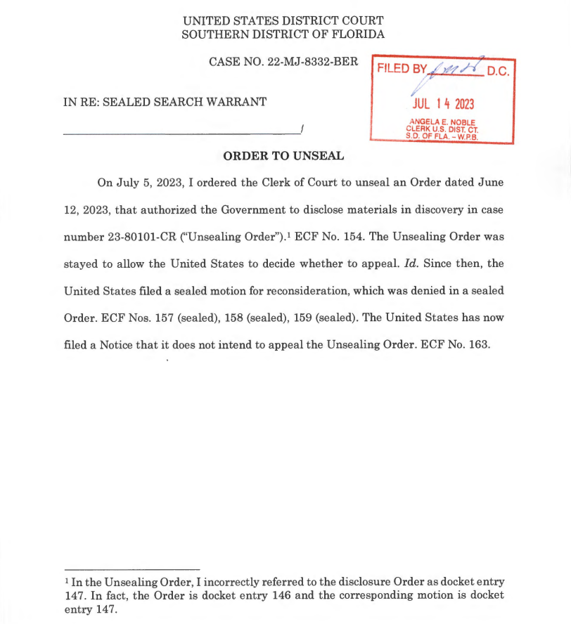 Tim Hogan 浩勤 on Twitter "Two orders in USA v. Trump search warrant Art I docket."