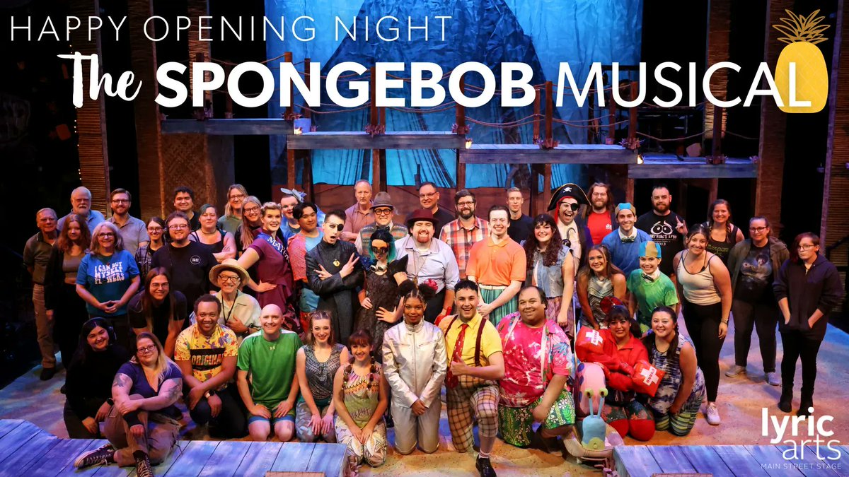 LyricArtsAnoka's tweet photo. LOOK AT THIS SUPER STAR TEAM!

Help us wish this incredible cast, crew, band, and entire artistic staff a HAPPENING OPENING NIGHT! This show was one of the largest to date at Lyric Arts and it wouldn't have been possible without the people you see here.  🧽🫧🐡👙🌊💛 https://t.co/Km4S5xlSiJ