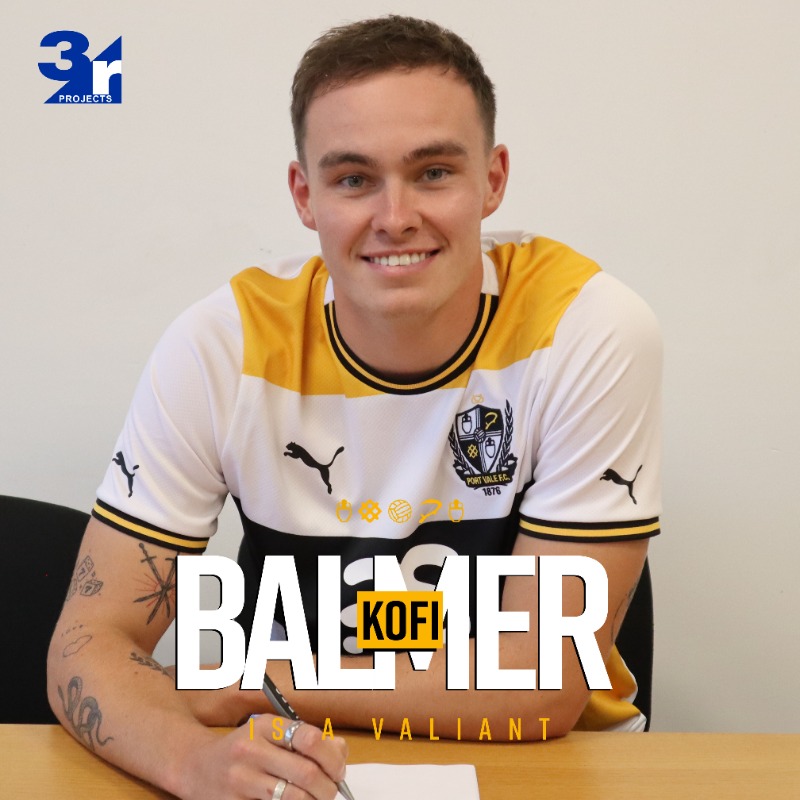 OfficialPVFC's tweet photo. Port Vale Football Club are delighted to announce that defender Kofi Balmer has joined on a season-long loan from Premier League side, @CPFC 

#PVFC | #WelcomeKofi