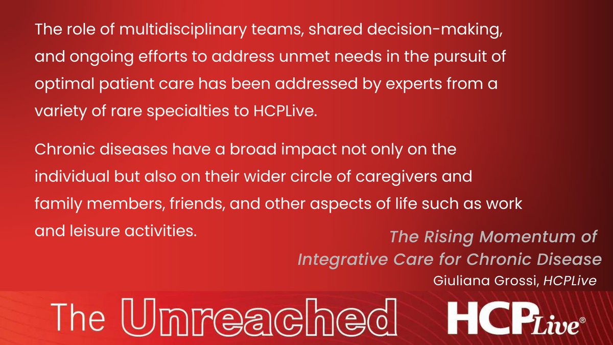HCPLive (@hcplivenews) on Twitter photo The latest feature in The Unreached series delves into integrative care with expert perspectives from <a href="/GuyYoungMD/">Guy Young</a>, <a href="/DrTitiFasipe/">Ti-Lo</a>, and more.
Read here: ow.ly/pOFQ50Pc49O
<a href="/TexasChildrens/">Texas Children's</a> <a href="/ChildrensLA/">Children's Hospital LA</a> <a href="/Nemours/">Nemours Children's Health</a> <a href="/SCDAAorg/">SCDAA</a> <a href="/GiulianaGrossi/">Giuliana Grossi</a> #integrativemedicine #chornicdisease The latest feature in The Unreached series delves into integrative care with expert perspectives from <a href="/GuyYoungMD/">Guy Young</a>, <a href="/DrTitiFasipe/">Ti-Lo</a>, and more.
Read here: ow.ly/pOFQ50Pc49O
<a href="/TexasChildrens/">Texas Children's</a> <a href="/ChildrensLA/">Children's Hospital LA</a> <a href="/Nemours/">Nemours Children's Health</a> <a href="/SCDAAorg/">SCDAA</a> <a href="/GiulianaGrossi/">Giuliana Grossi</a> #integrativemedicine #chornicdisease